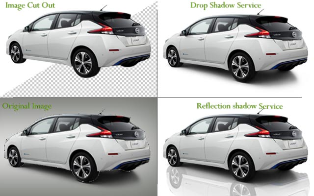 Car Image Enhanced with Drop Shadow and Reflection Shadow Services