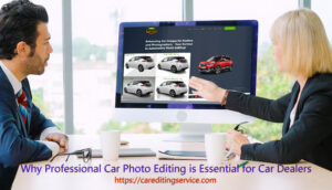 Enhanced car image with professional retouching to showcase realistic details.